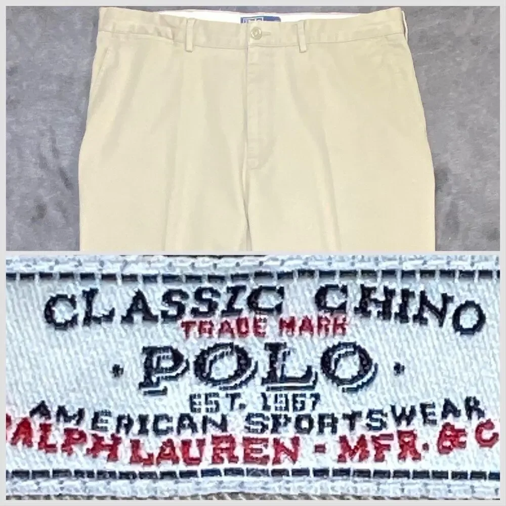 Polo Ralph Lauren The REAL Chino Pant Mens 38X31 Kahaki Classic Fit Cotton Twill